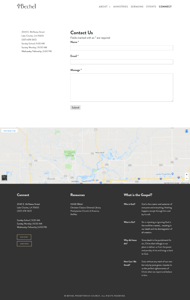 Bethel contact page