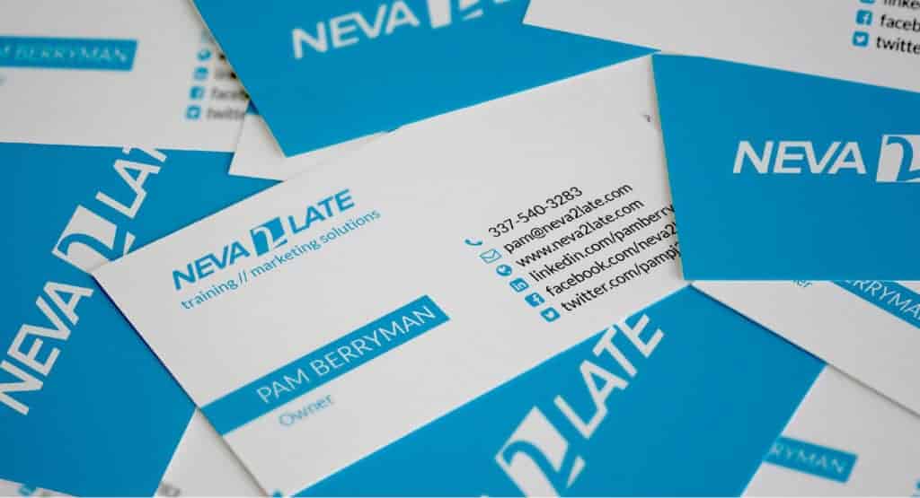 neva2late business cards